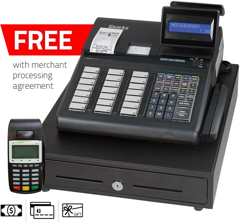 Free SAM4s ER-345 cash register with processing