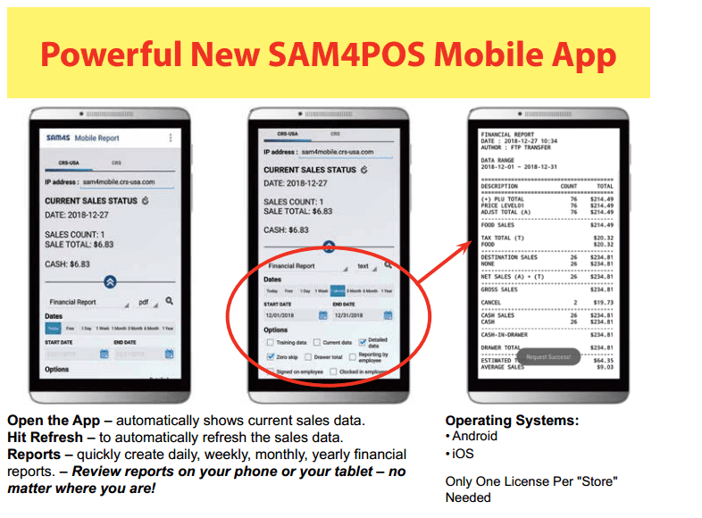 SAM4s SAP-6600II Android Touch Screen powered by SAM4pos for Restaurants